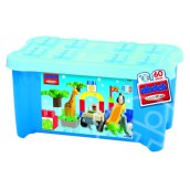 Abrick: Állatkerti építőkockák kék dobozban - 60 db-os