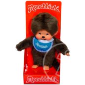 Monchhichi - fiú figura kék előkével - 20 cm