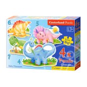 Bébi dinoszauruszok 4, 5, 6 és 7 darabos sziluett puzzle - extra nagy