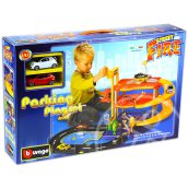 Bburago kétszintes parkolóház modell kisautókkal - Fiat 500, Alfa Romeo MiTo